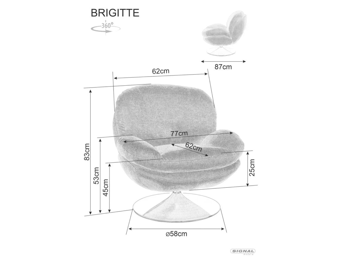 Poltrona Brigitte Brego in tessuto grigio scuro Brego 18 con struttura in metallo cromato e seduta girevole – 77x87x83 cm - immagine 5