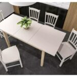 Tavolo Adam estensibile in MDF effetto rovere Cremona Torro e piano laminato color cashmere – 120-160x68 cm