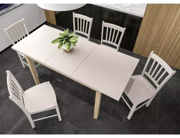 Tavolo Adam estensibile in MDF effetto rovere Cremona Torro e piano laminato color cashmere – 120-160x68 cm