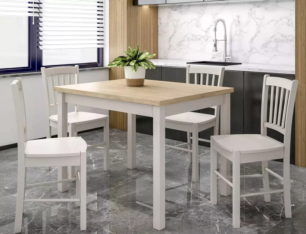 foto_add-10473 Tavolo Adam in MDF color cashmere e piano laminato effetto rovere Cremona Torro – 100x60 cm - immagine 1