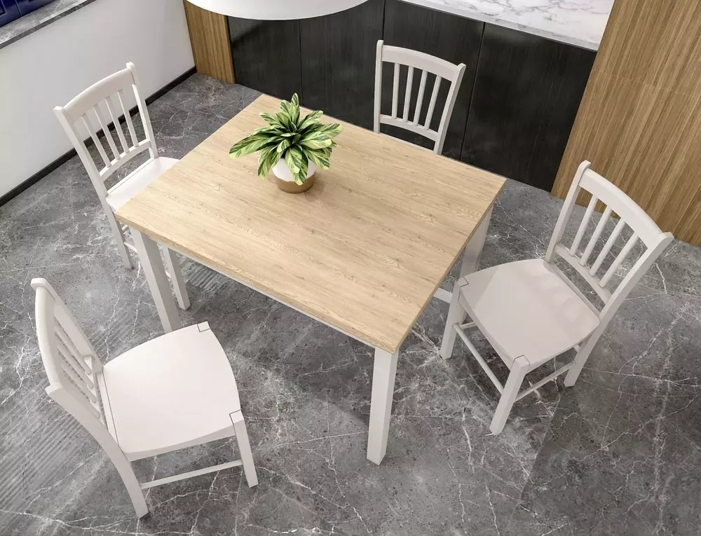 foto_add-10497 Tavolo Adam in MDF color cashmere e piano laminato effetto rovere Cremona Torro – 90x65 cm - immagine 1