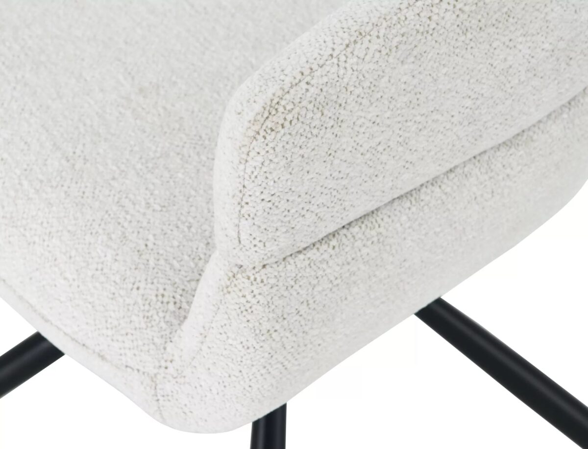 Sedia Borgo Raven in tessuto beige con struttura in metallo nero opaco e seduta girevole auto-return – 58x87 cm - immagine 8