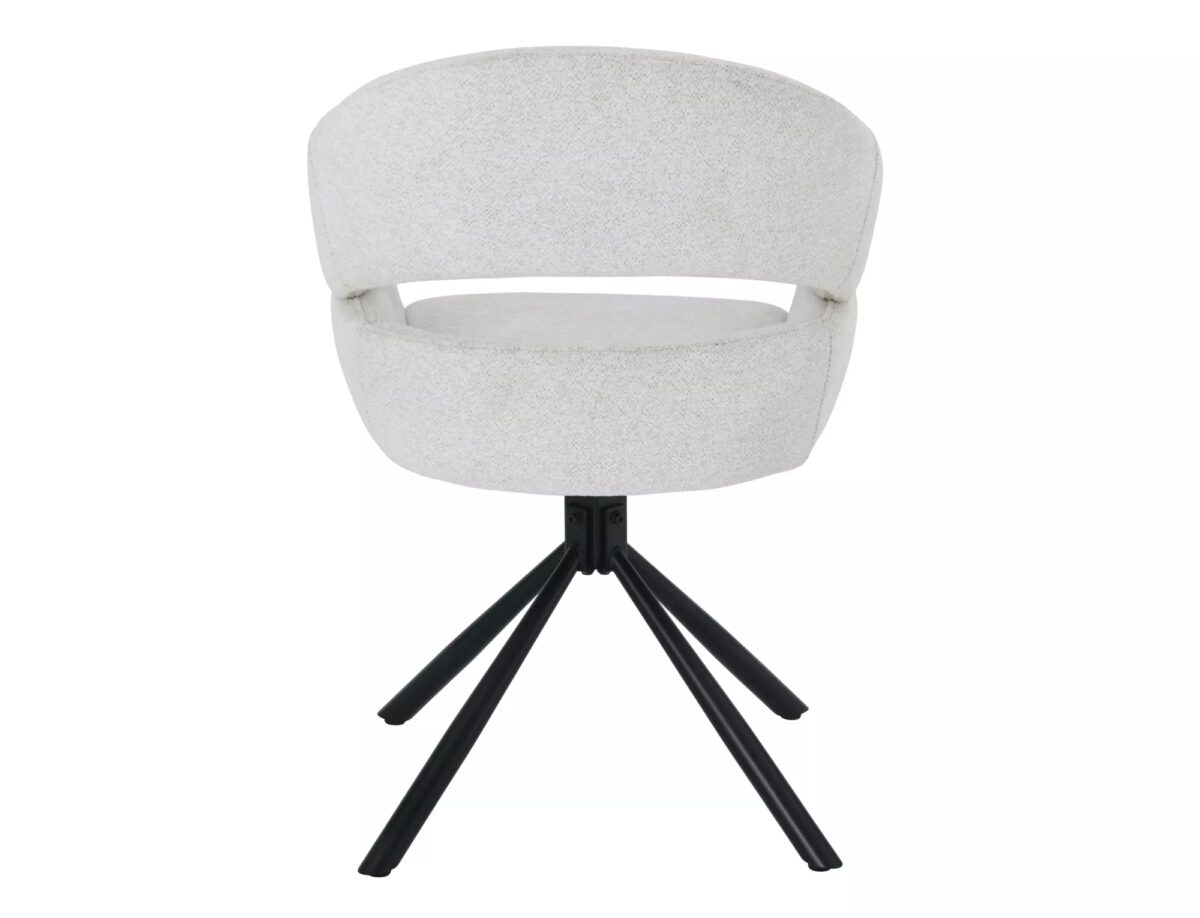 Sedia Borgo Raven in tessuto beige con struttura in metallo nero opaco e seduta girevole auto-return – 58x87 cm - immagine 5