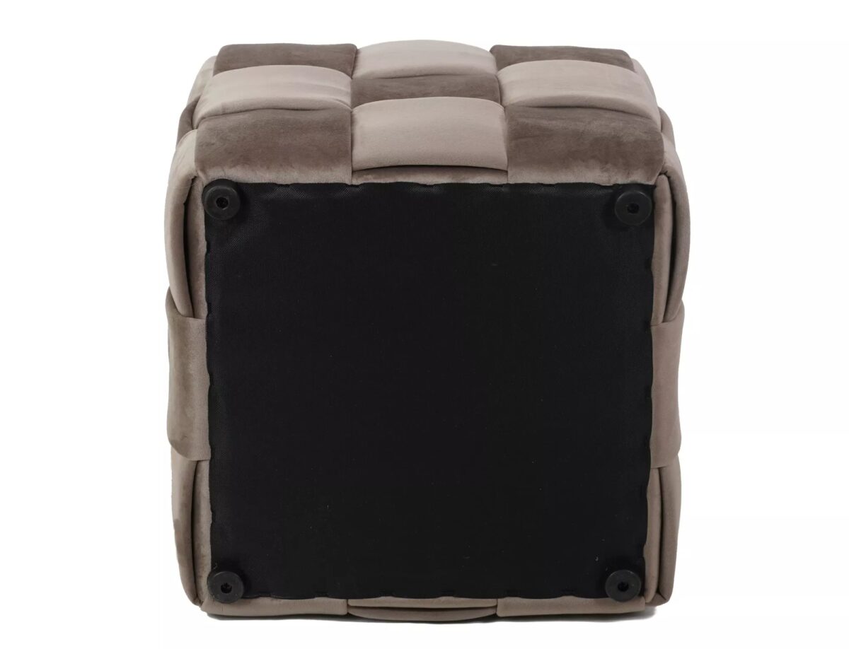Pouf Casel Velvet in velluto color beige scuro – 42x42x42 cm - immagine 3