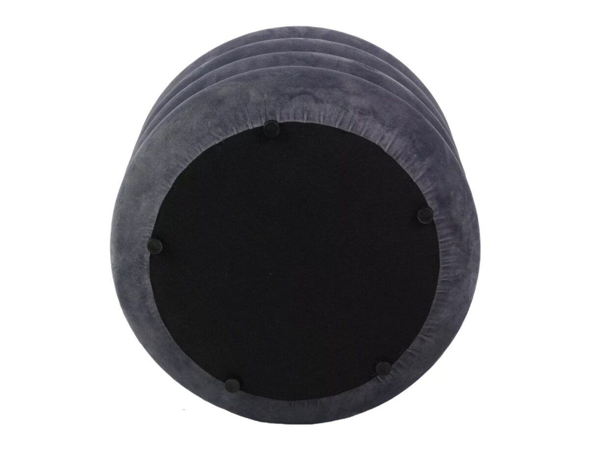 Pouf Calvi Velvet con contenitore in velluto color grigio – Ø40x46 cm - immagine 3