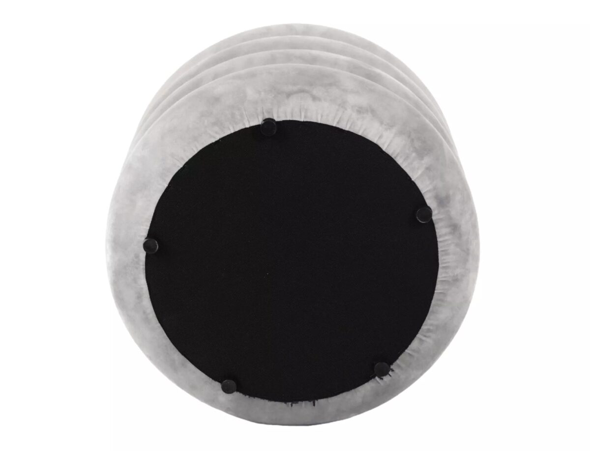 Pouf Calvi Velvet con contenitore in velluto color beige chiaro – Ø40x46 cm - immagine 3