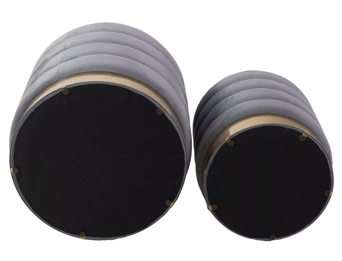 Pouf Britta Velvet con contenitore in velluto color grigio – set da 2 - immagine 6