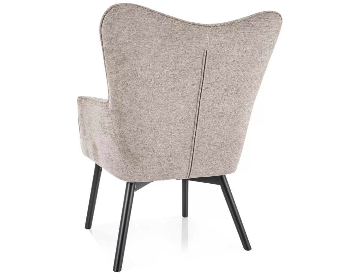 Poltrona Carmen Raven in tessuto color beige scuro con struttura in legno nero opaco – 72x75x99 cm - immagine 5