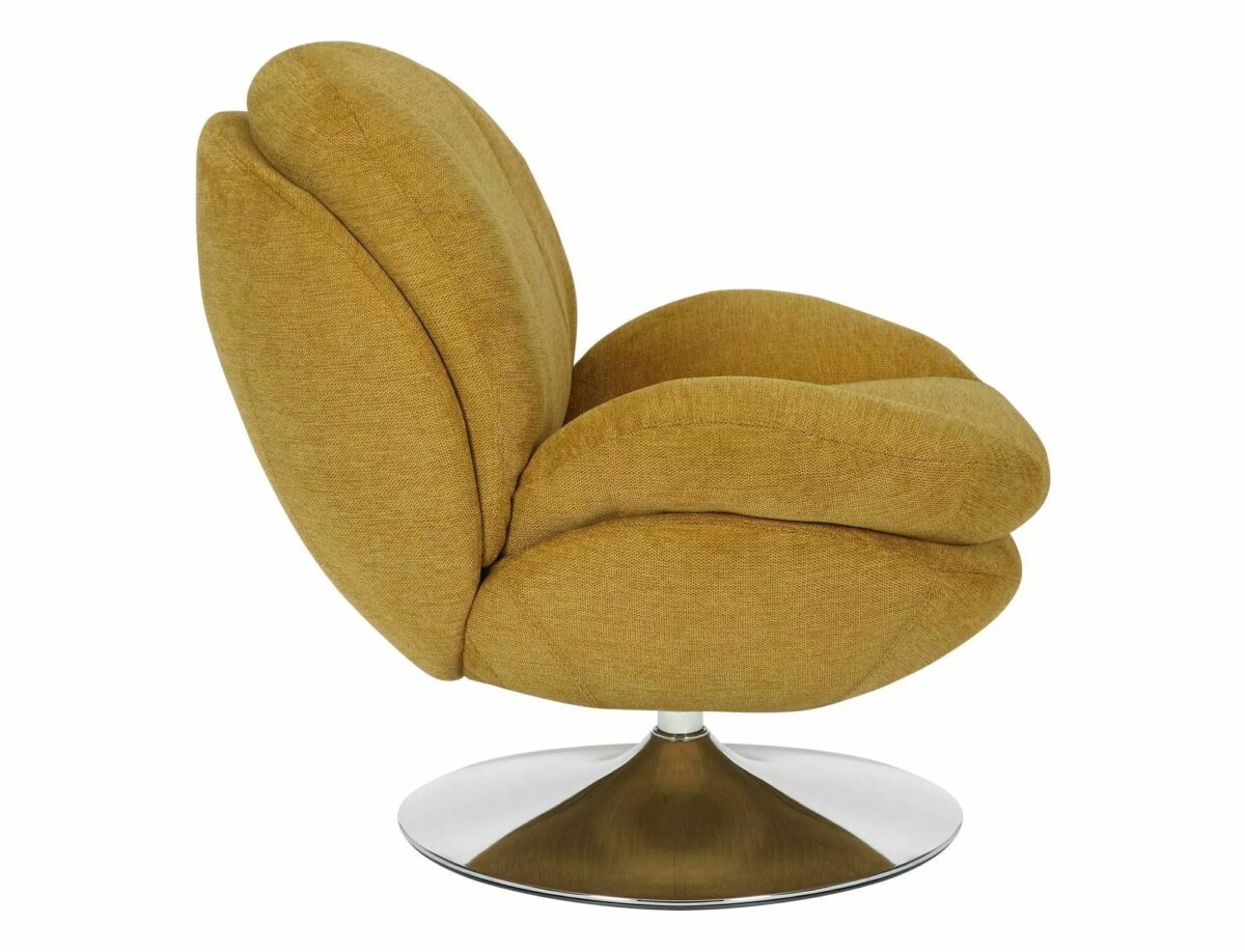 Poltrona Brigitte Brego in tessuto curry Brego con struttura in metallo cromato e seduta girevole – 77x87x83 cm - immagine 4