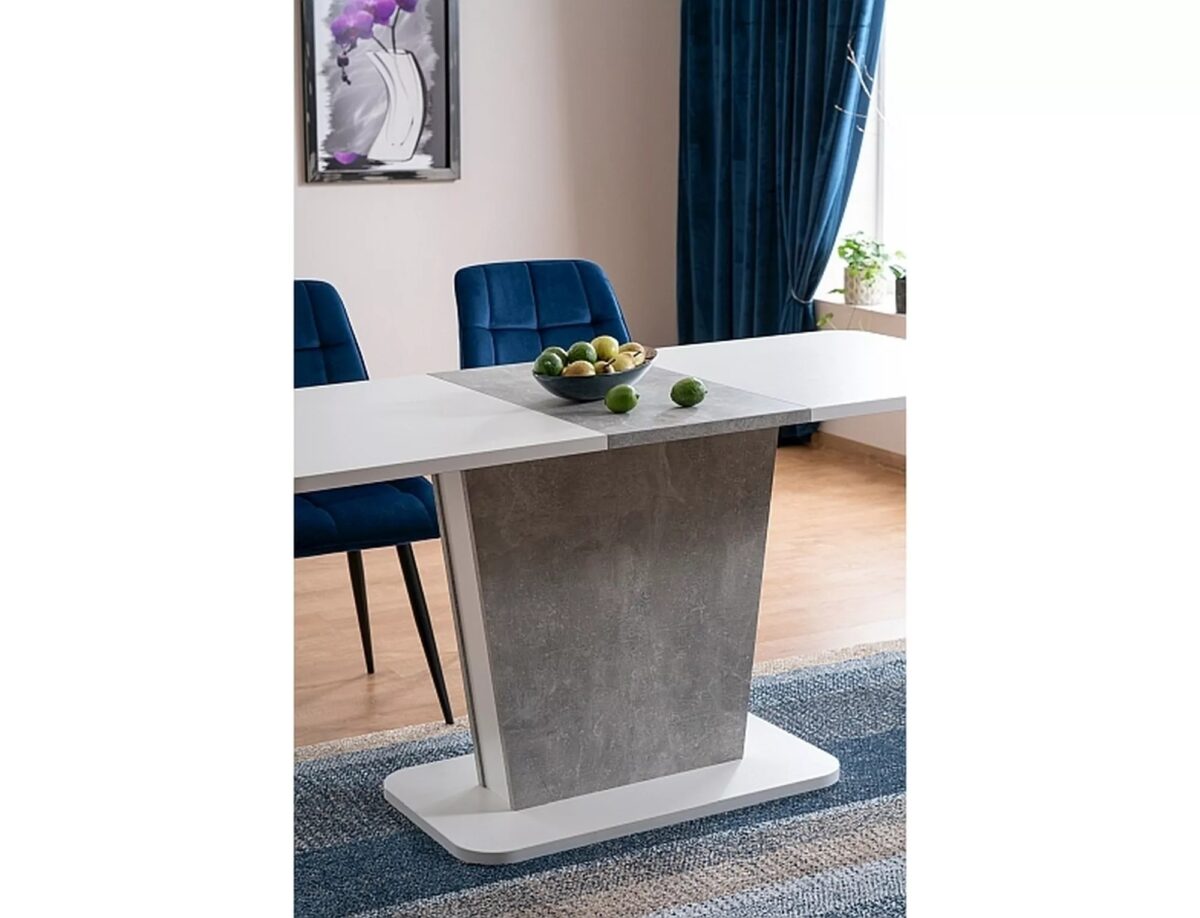 Tavolo Calipso IN allungabile in finitura bianco opaco ed effetto cemento – 110/145x68x76 cm - immagine 3