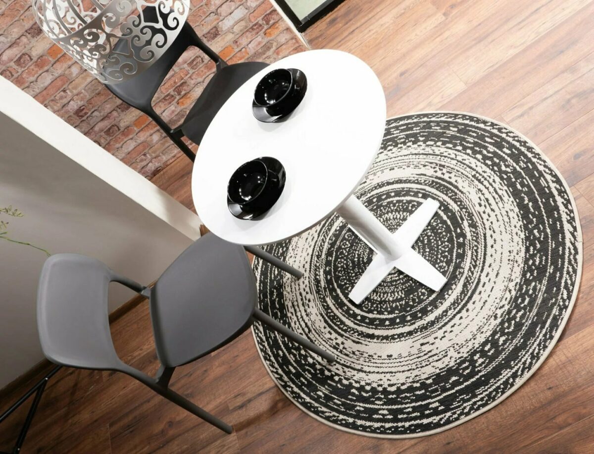 Tavolo bar BT002 in MDF bianco opaco e struttura in metallo – Ø60x76 cm - immagine 3