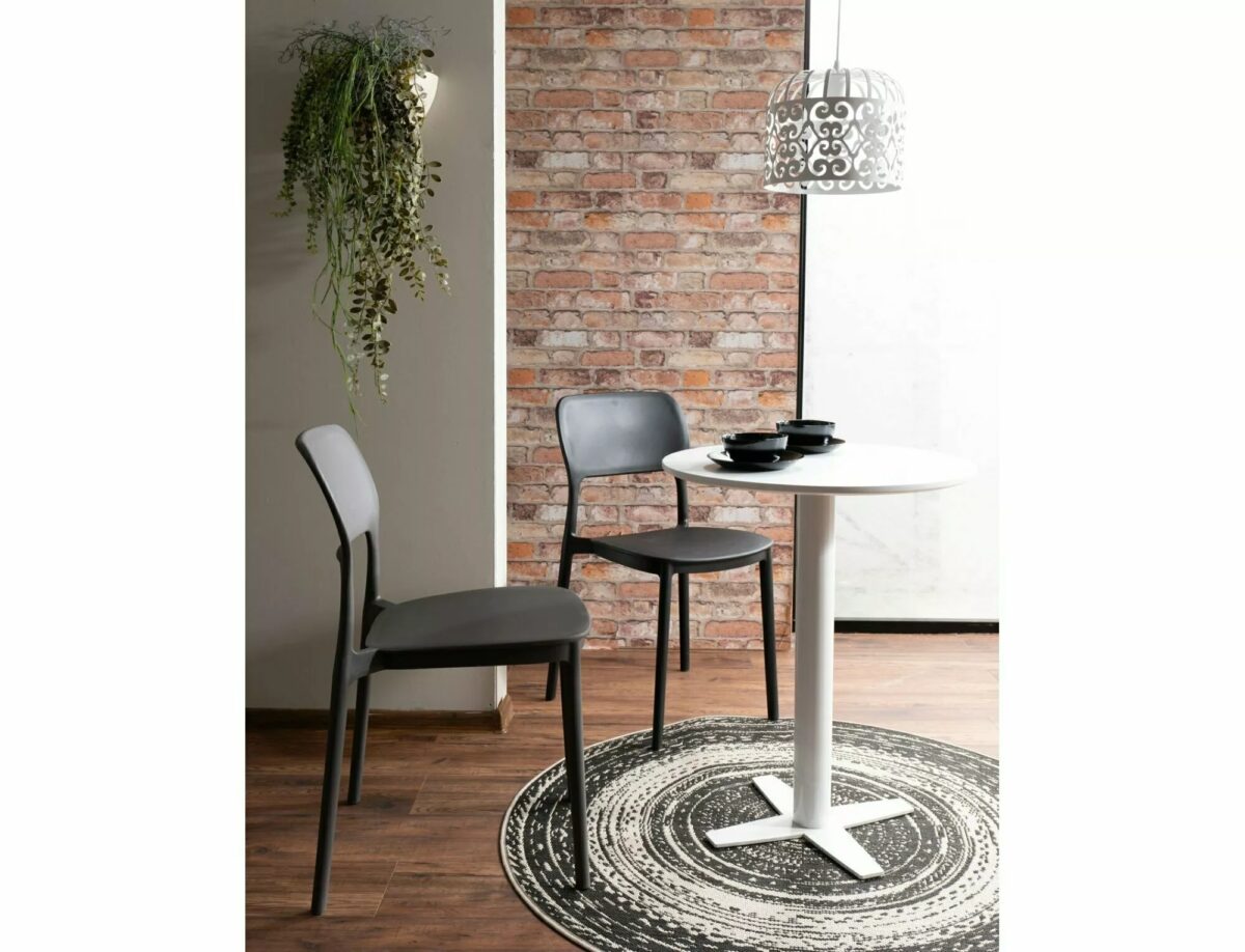 Tavolo bar BT002 in MDF bianco opaco e struttura in metallo – Ø60x76 cm - immagine 4