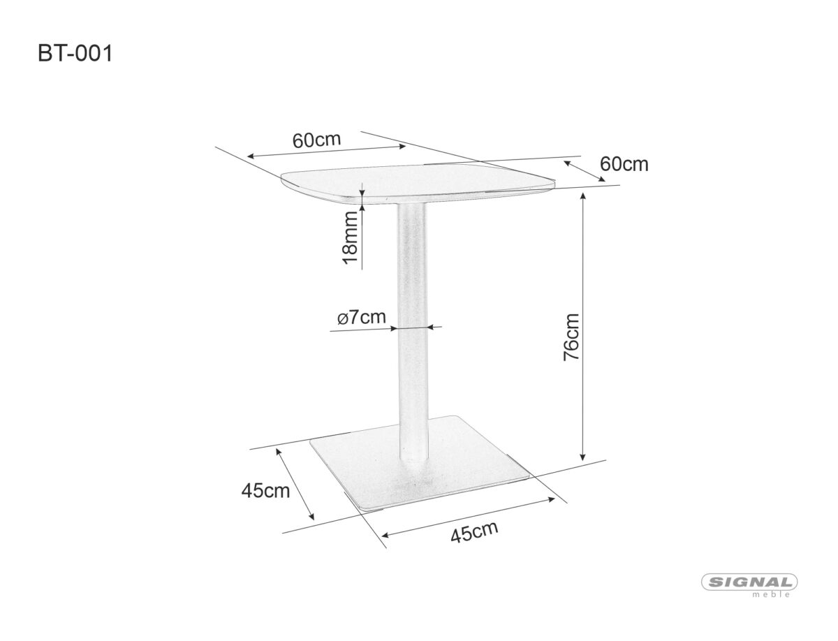 Tavolo bar BT001 in MDF e metallo nero opaco – 60x60x76 cm - immagine 2