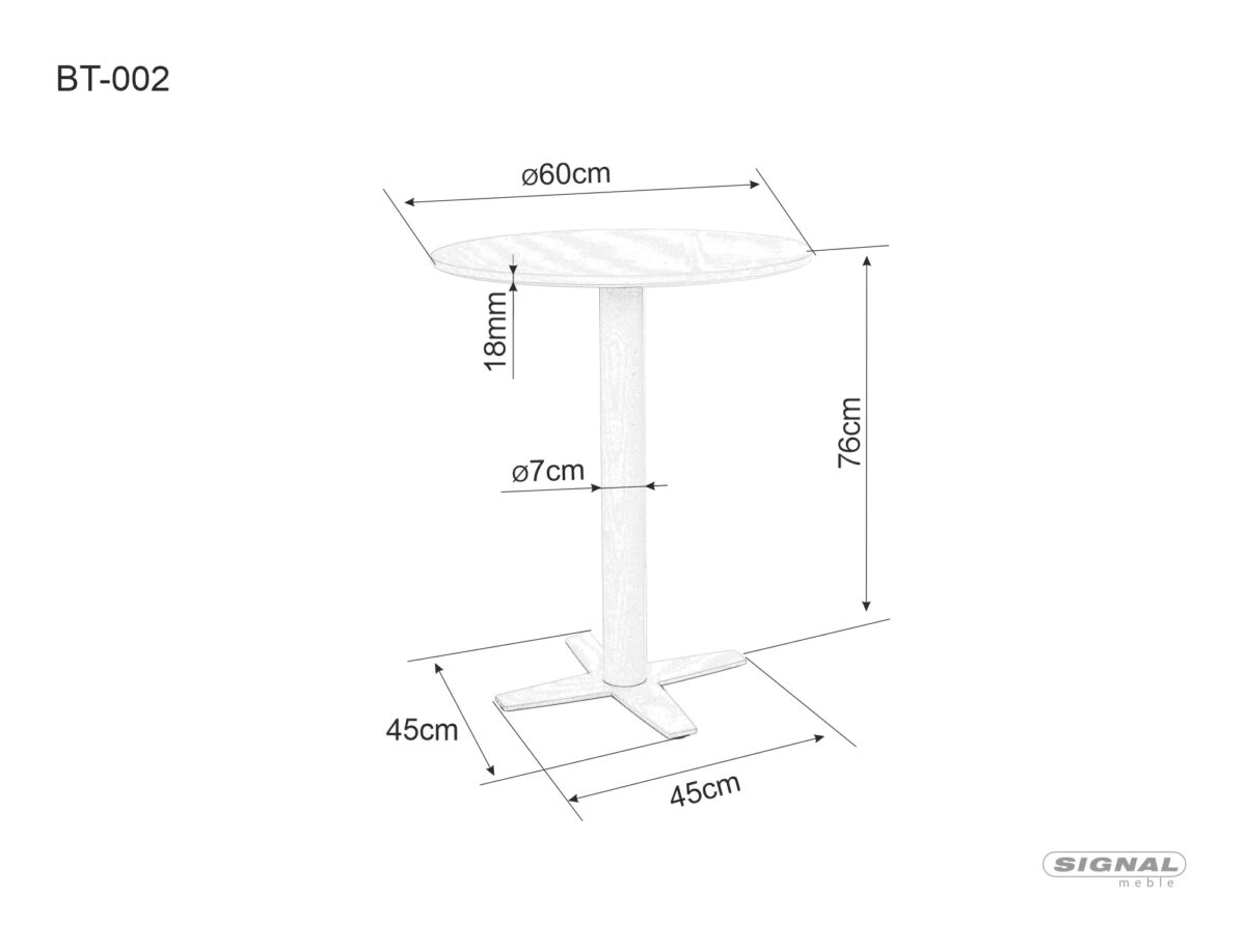Tavolo bar BT002 in MDF bianco opaco e struttura in metallo – Ø60x76 cm - immagine 5