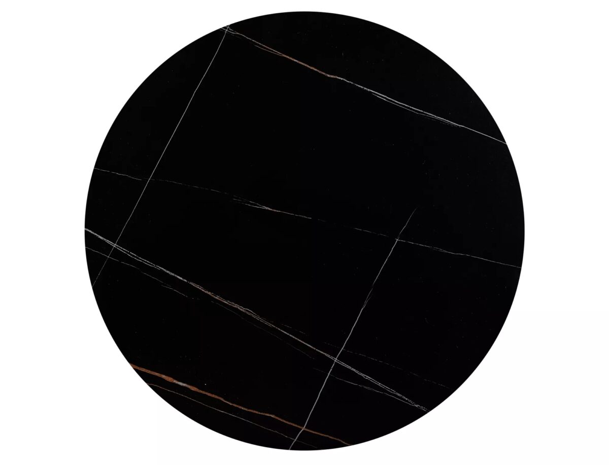 Tavolo bar BT007 in ceramica nera e struttura in metallo nero opaco – Ø60x105 cm - immagine 2