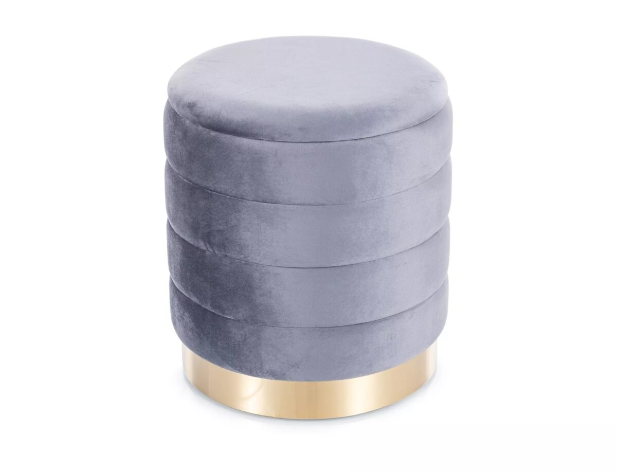 Pouf Britta Velvet con contenitore in velluto color grigio – set da 2 - immagine 5