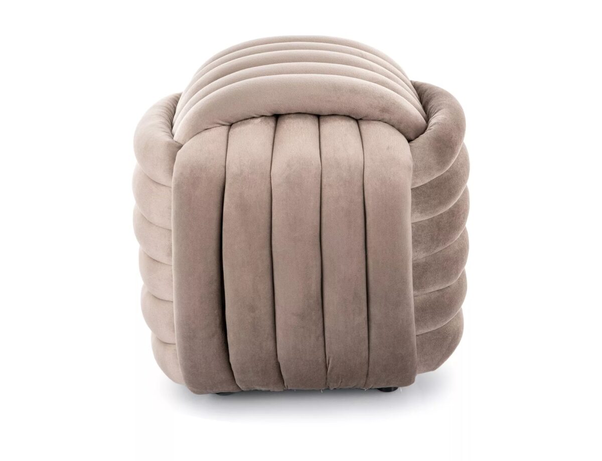 Pouf Bruni Velvet in velluto color beige scuro – 45x45x42 cm - immagine 2