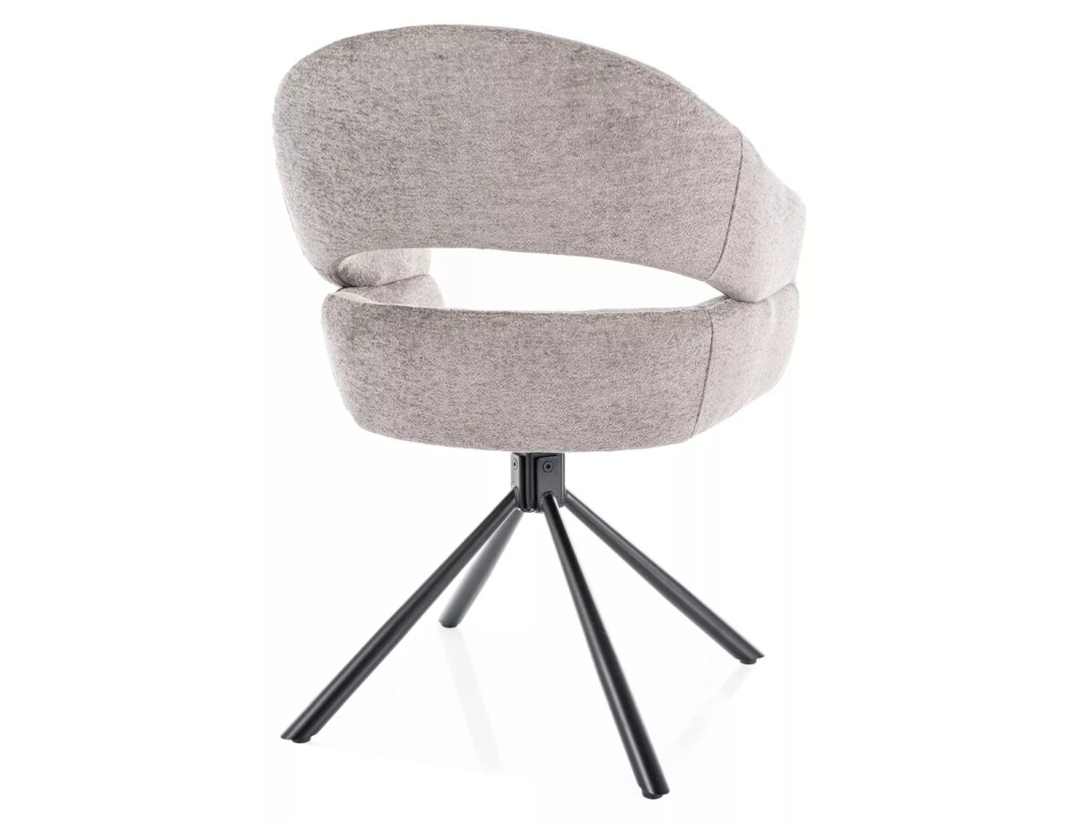 Sedia Borgo Raven in tessuto grigio con struttura in metallo nero opaco e seduta girevole auto-return – 58x87 cm - immagine 4