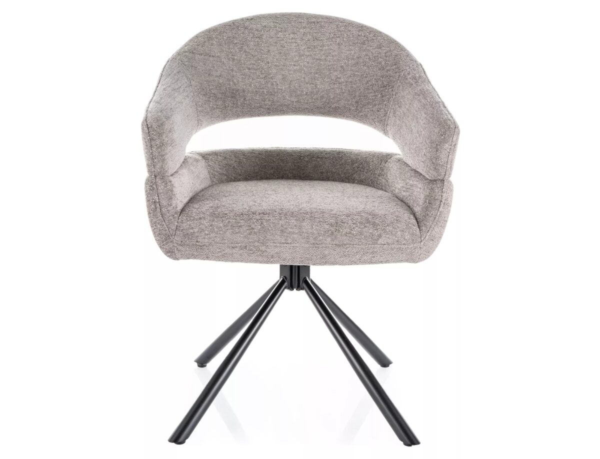 Sedia Borgo Raven in tessuto grigio con struttura in metallo nero opaco e seduta girevole auto-return – 58x87 cm - immagine 5