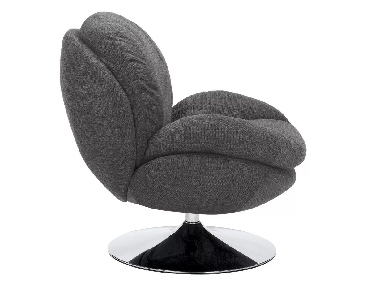 Poltrona Brigitte Brego in tessuto grigio scuro Brego 18 con struttura in metallo cromato e seduta girevole – 77x87x83 cm - immagine 3