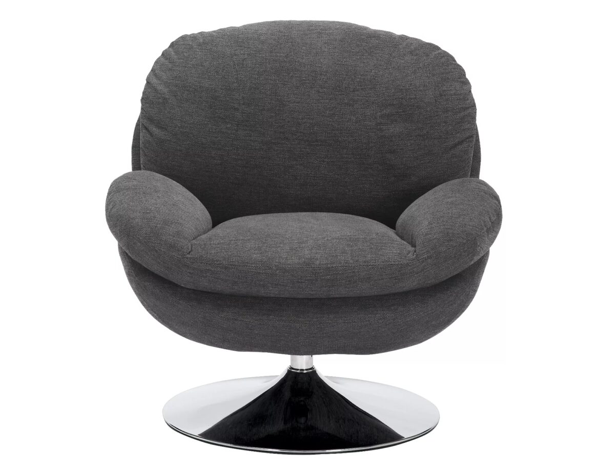 Poltrona Brigitte Brego in tessuto grigio scuro Brego 18 con struttura in metallo cromato e seduta girevole – 77x87x83 cm - immagine 4