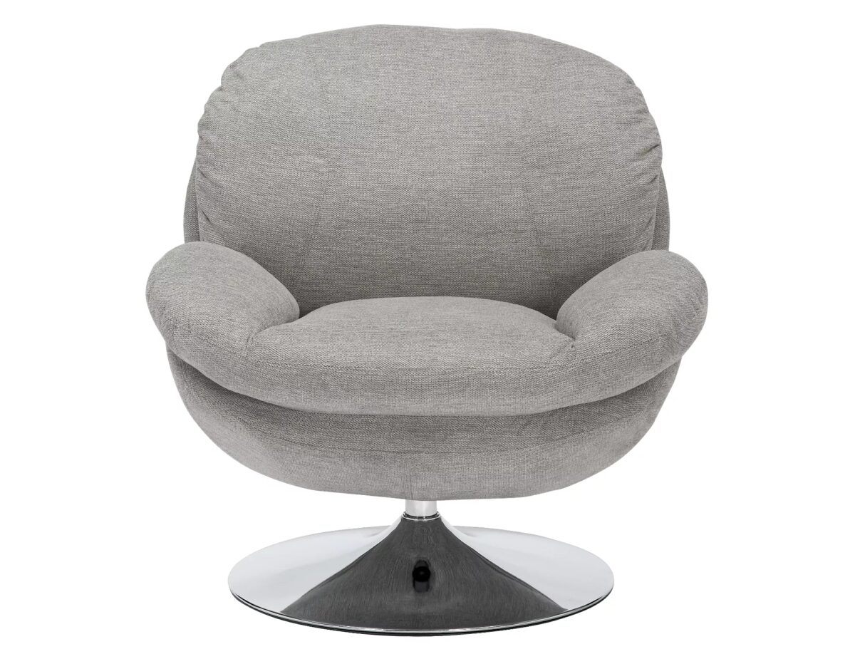 Poltrona Brigitte Brego in tessuto grigio Brego 07 con struttura in metallo cromato e seduta girevole – 77x87x83 cm - immagine 3