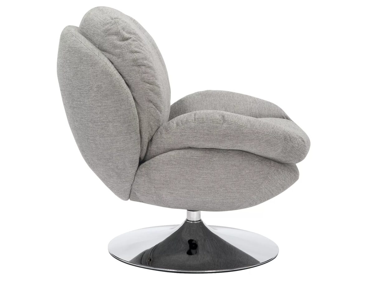 Poltrona Brigitte Brego in tessuto grigio Brego 07 con struttura in metallo cromato e seduta girevole – 77x87x83 cm - immagine 4