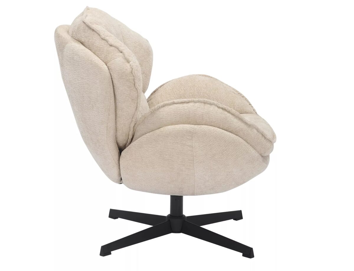 Poltrona Betty in tessuto beige con struttura in metallo nero e seduta girevole – 73x87x83 cm - immagine 6