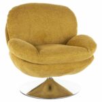 Poltrona Brigitte Brego in tessuto curry Brego con struttura in metallo cromato e seduta girevole – 77x87x83 cm