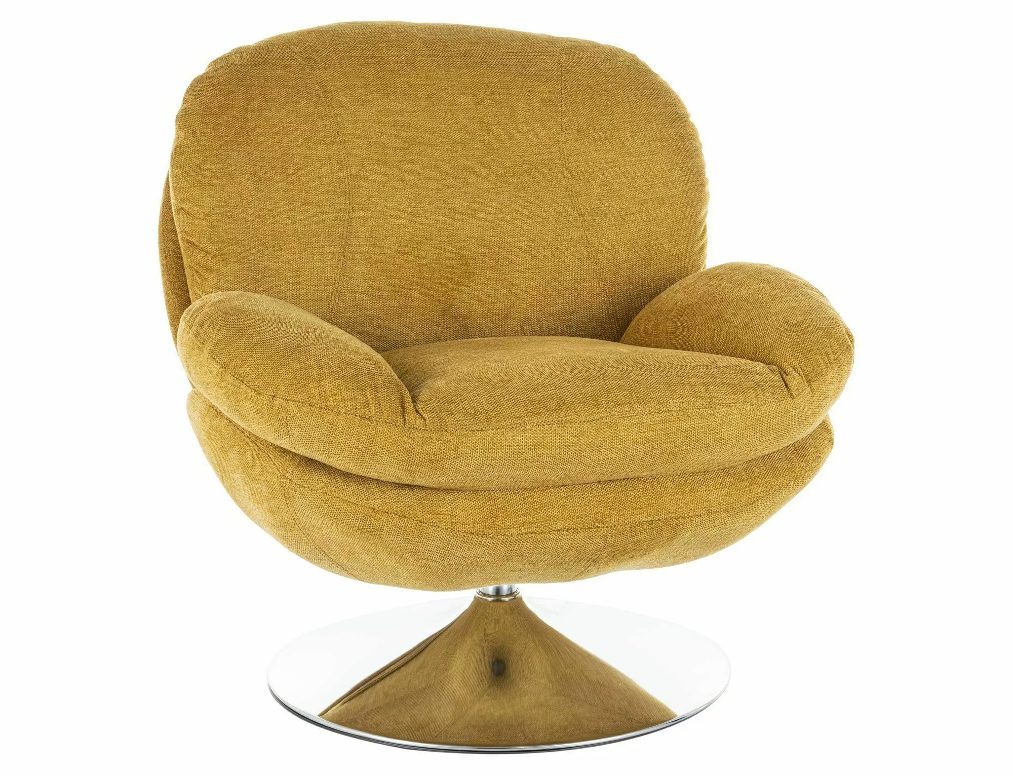 product-2138 Poltrona Brigitte Brego in tessuto curry Brego con struttura in metallo cromato e seduta girevole – 77x87x83 cm - immagine 1