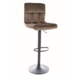 Sgabello bar C105 Velvet in velluto beige scuro Bluvel con struttura in metallo nero opaco – 42x96 cm