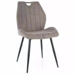 Sedia Arco Brego in tessuto beige e struttura in metallo nero opaco – 51x43x91 cm