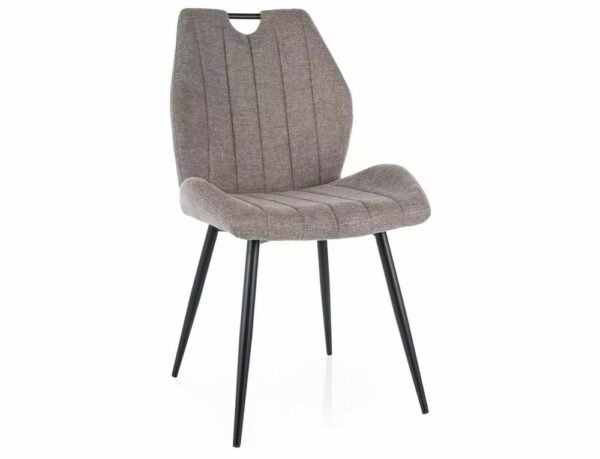 Sedia Arco Brego in tessuto beige e struttura in metallo nero opaco – 51x43x91 cm