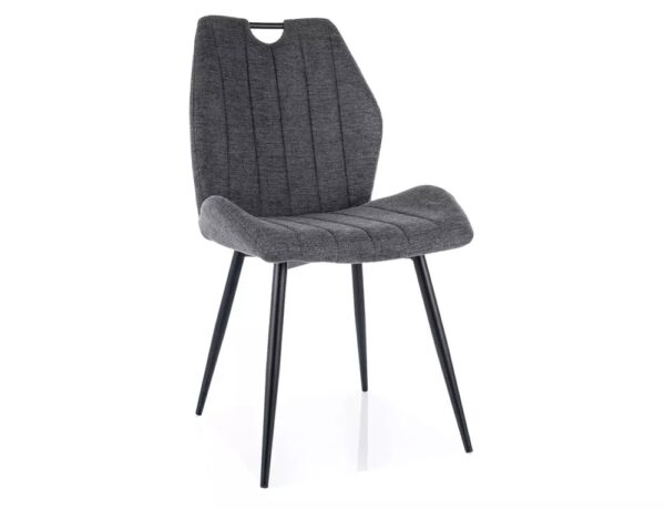 Sedia Arco Brego in tessuto grigio scuro e struttura in metallo nero opaco – 51x43x91 cm