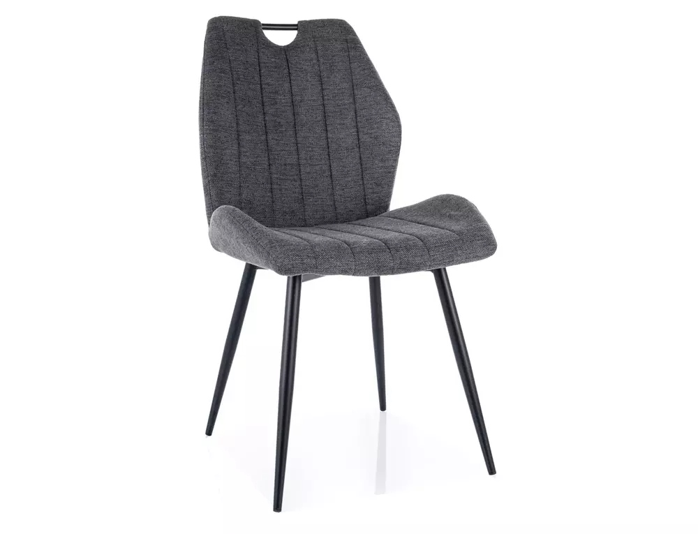 product-2209 Sedia Arco Brego in tessuto grigio scuro e struttura in metallo nero opaco – 51x43x91 cm - immagine 1
