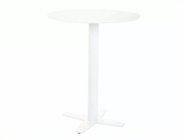 Tavolo bar BT002 in MDF bianco opaco e struttura in metallo – Ø60x76 cm