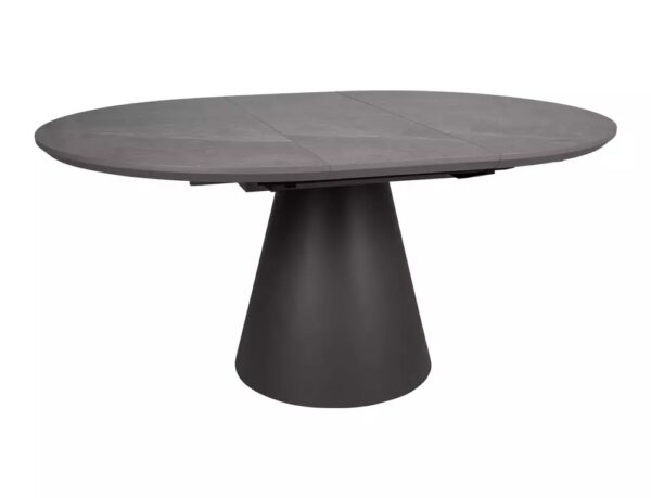 Tavolo Angel II estensibile Ø120 cm effetto marmo grigio e struttura nero opaco
