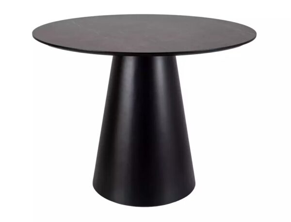 Tavolo Angel rotondo Ø100 cm effetto marmo grigio con struttura nero opaco