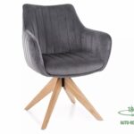 Sedia Azalia D in velluto Bluvel con rotazione automatica 180° – colore grigio e gambe in legno di frassino
