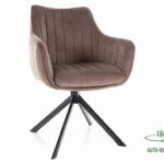 Sedia Azalia in velluto Bluvel con rotazione automatica 180° – colore cappuccino e struttura in metallo nero opaco