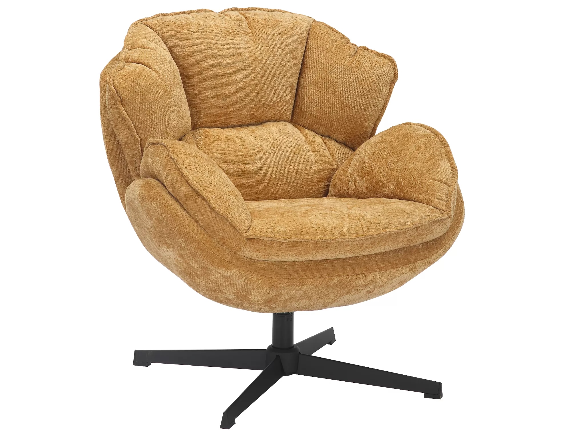product-2742 Poltrona Betty in tessuto color curry con struttura in metallo nero e seduta girevole – 73x87x83 cm - immagine 1
