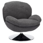 Poltrona Brigitte Brego in tessuto grigio scuro Brego 18 con struttura in metallo cromato e seduta girevole – 77x87x83 cm