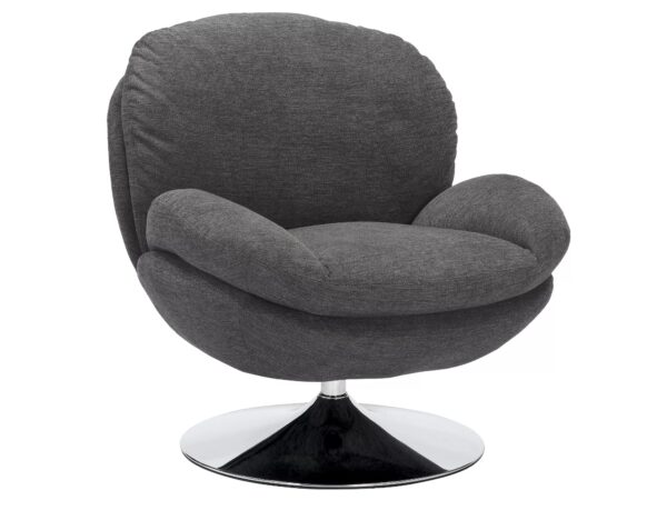 Poltrona Brigitte Brego in tessuto grigio scuro Brego 18 con struttura in metallo cromato e seduta girevole – 77x87x83 cm