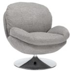 Poltrona Brigitte Brego in tessuto grigio Brego 07 con struttura in metallo cromato e seduta girevole – 77x87x83 cm