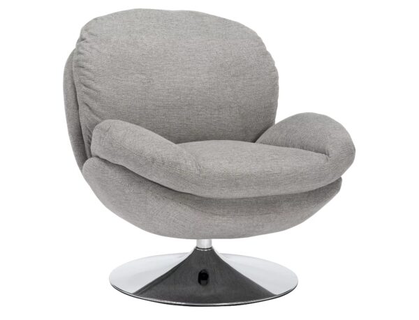 Poltrona Brigitte Brego in tessuto grigio Brego 07 con struttura in metallo cromato e seduta girevole – 77x87x83 cm