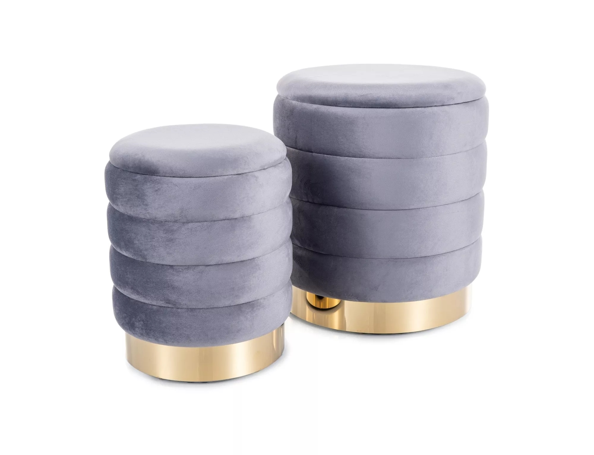 product-2751 Pouf Britta Velvet con contenitore in velluto color grigio – set da 2 - immagine 1