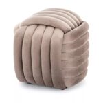 Pouf Bruni Velvet in velluto color beige scuro – 45x45x42 cm