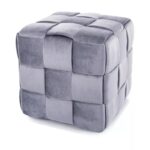 Pouf Casel Velvet in velluto color grigio – 42x42x42 cm