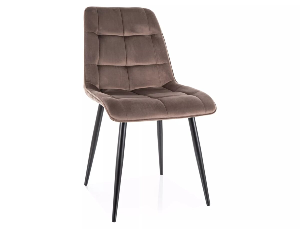 Sedia Chic Velvet in velluto color cappuccino Bluvel 38 con struttura in metallo nero opaco – 50x88 cm - immagine 2