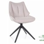 Sedia Coda Brego in tessuto beige chiaro Brego 22 con struttura in metallo nero opaco e seduta girevole auto-return – 56x91 cm